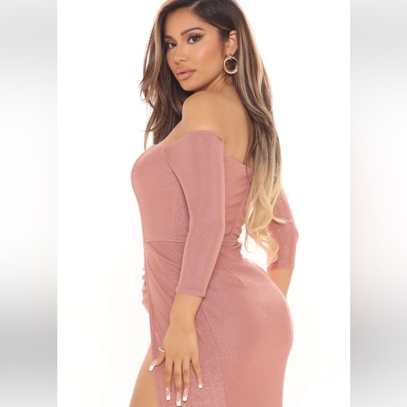 Fashion Nova Jeanette Glitter Maxi Dress in Mauve - Picture 4 of 12